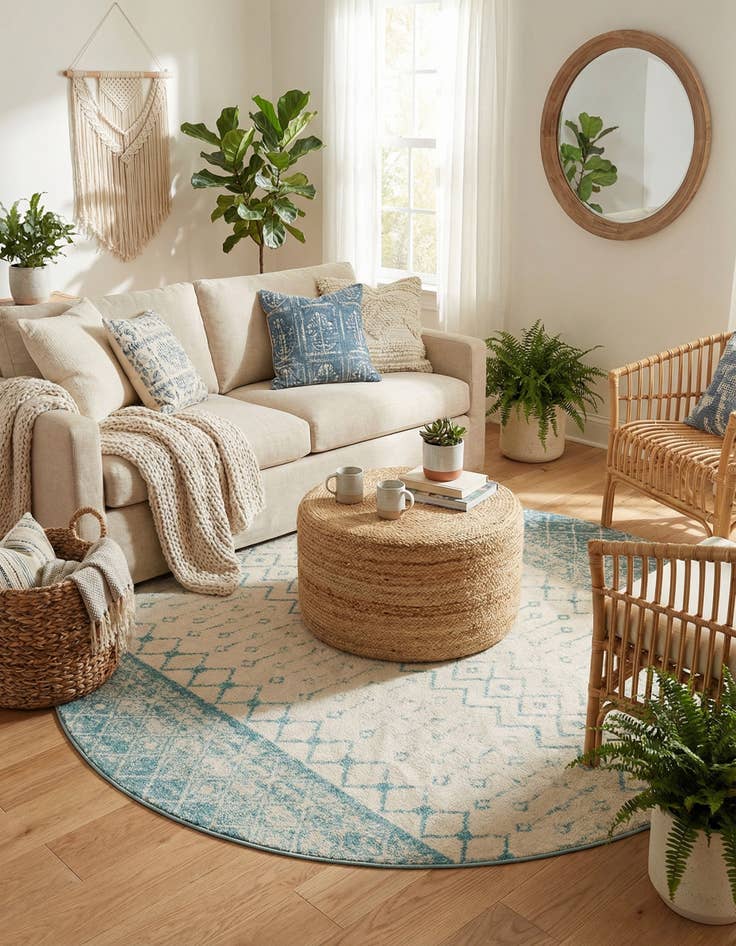 Detail image of  10' x 10' Moroccan Trellis Round Rug