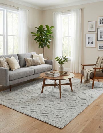 5' 3 x 8' Easy-Clean Trellis Textured Indoor / Outdoor Rug