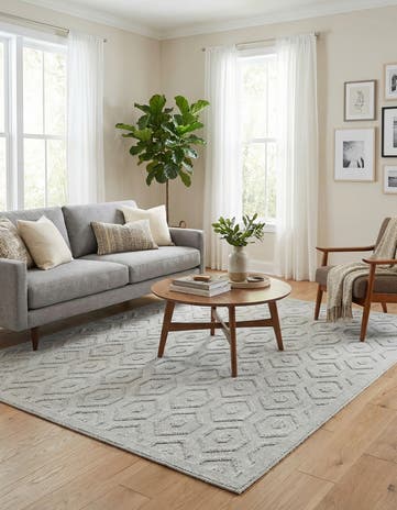 5' 3 x 8' Easy-Clean Trellis Textured Indoor / Outdoor Rug
