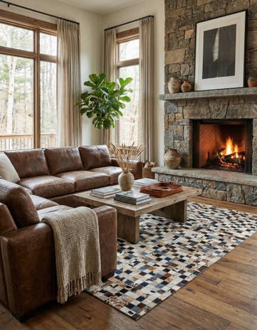 5' x 8' Cowhide Leather Rug