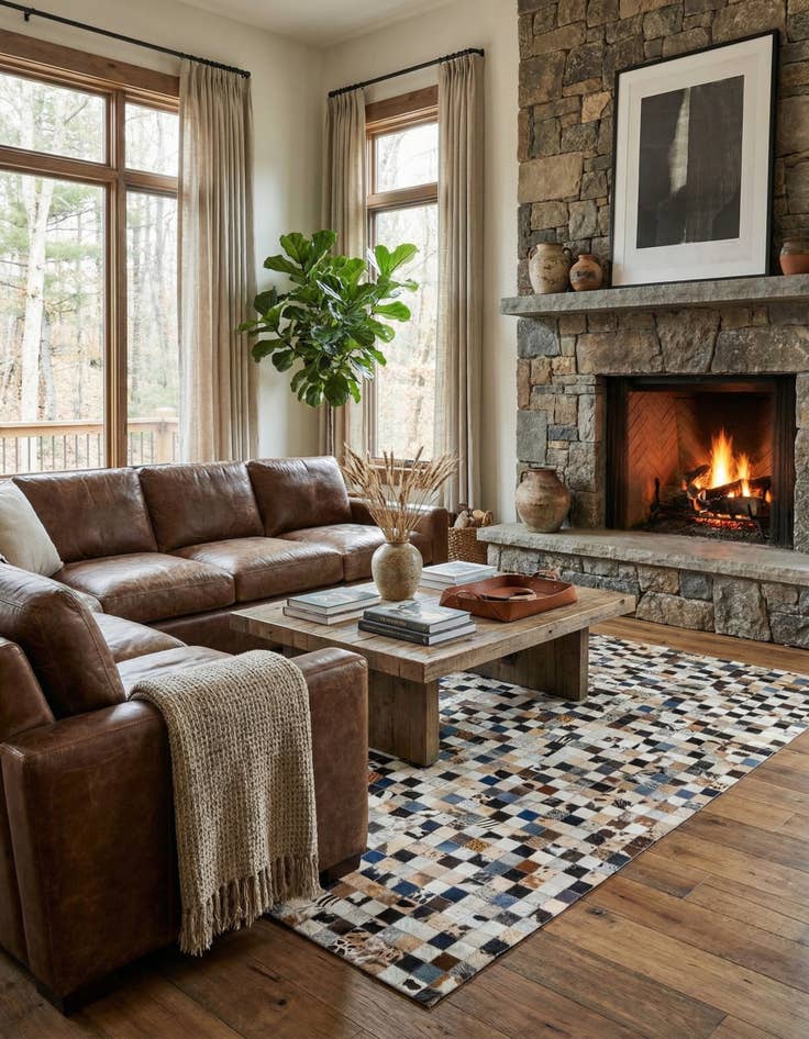 Detail image of  5' x 8' Cowhide Leather Rug