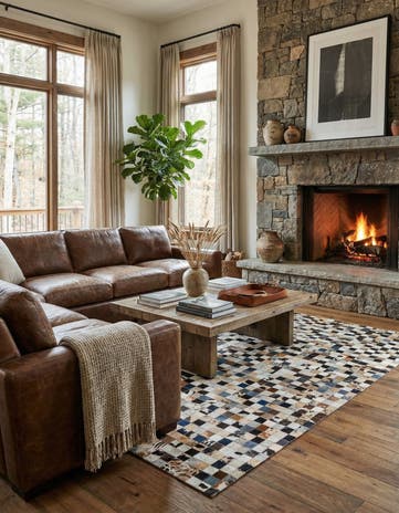 5' x 8' Cowhide Leather Rug