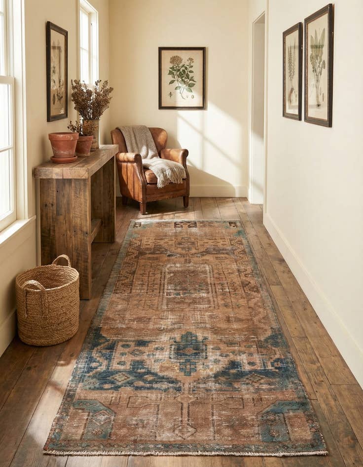 Detail image of 3' 6 x 9'  Hand Knotted Ultra Vintage Persian Wool Runner Rug