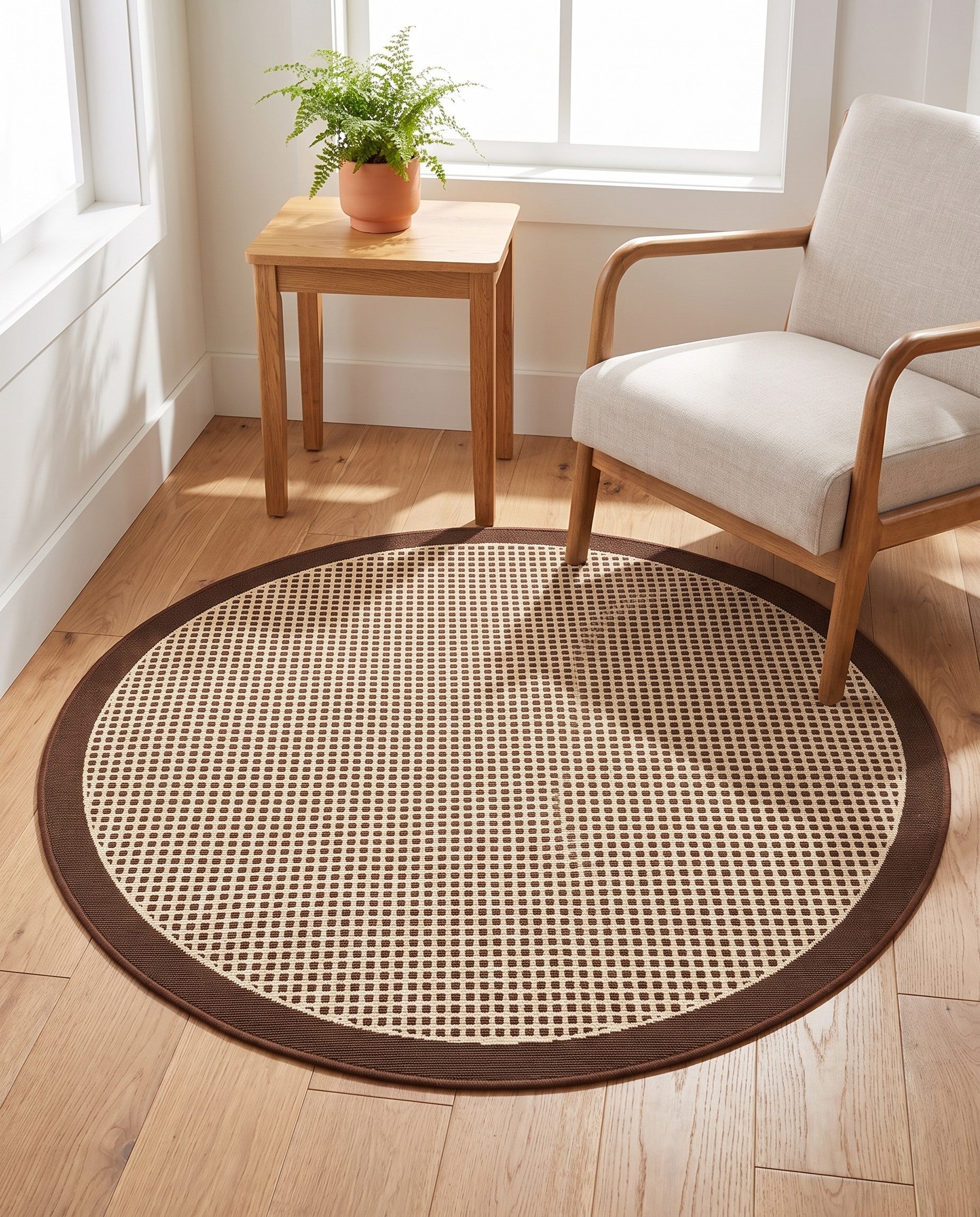 4' x 4' Easy-Clean Border Indoor / Outdoor Round Rug
