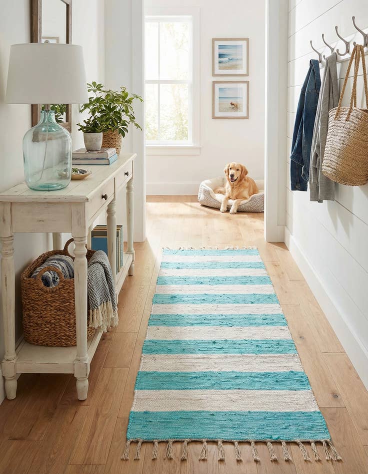 Detail image of 2' 2 x 10'  Hand Woven Chindi Rag Runner Rug