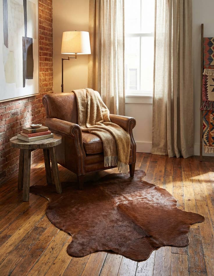 Detail image of 2' 2 x 2' 11 Cowhide Leather Rug