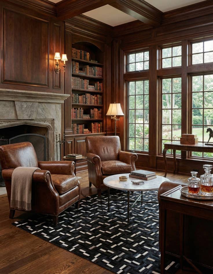 Detail image of 4' 9 x 8' 1 Cowhide Leather Rug