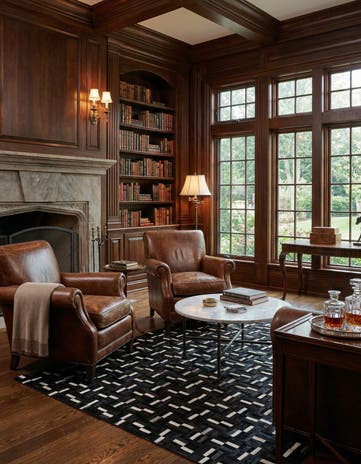 4' 9 x 8' 1 Cowhide Leather Rug