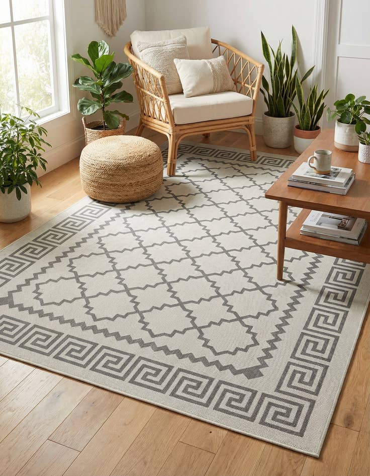 Detail image of 6' x 9'  Washable Trellis Indoor / Outdoor Rug