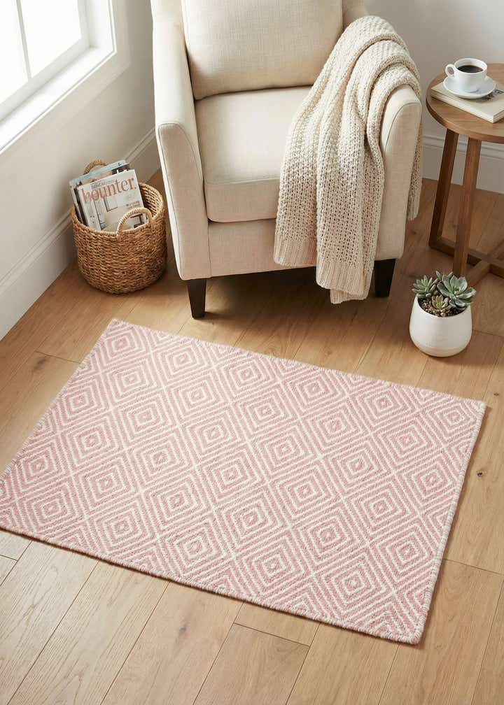 2' x 3' 1 Hand Woven Geo Trellis Flatweave Rug