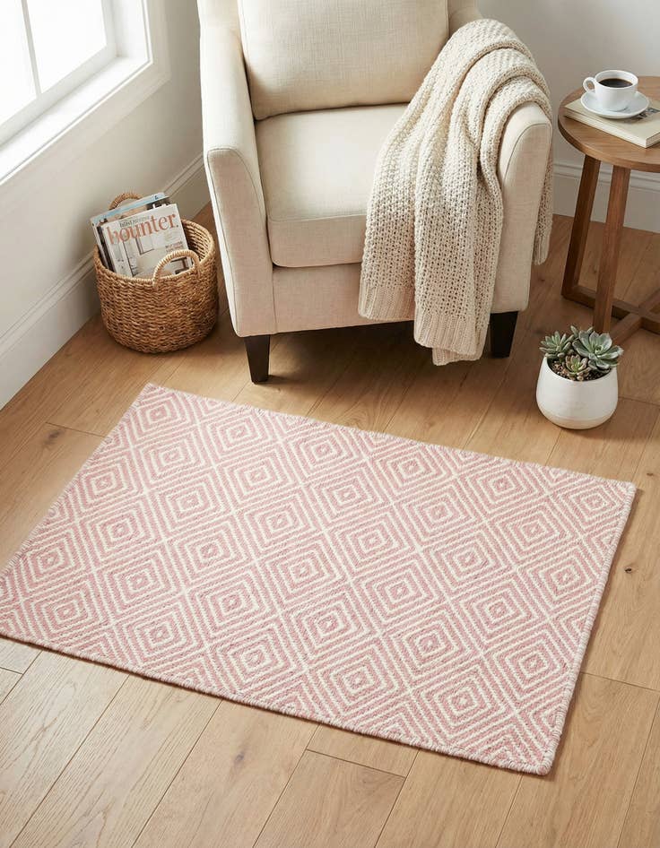 Detail image of  2' x 3' 1  Hand Woven Geo Trellis Flatweave Rug