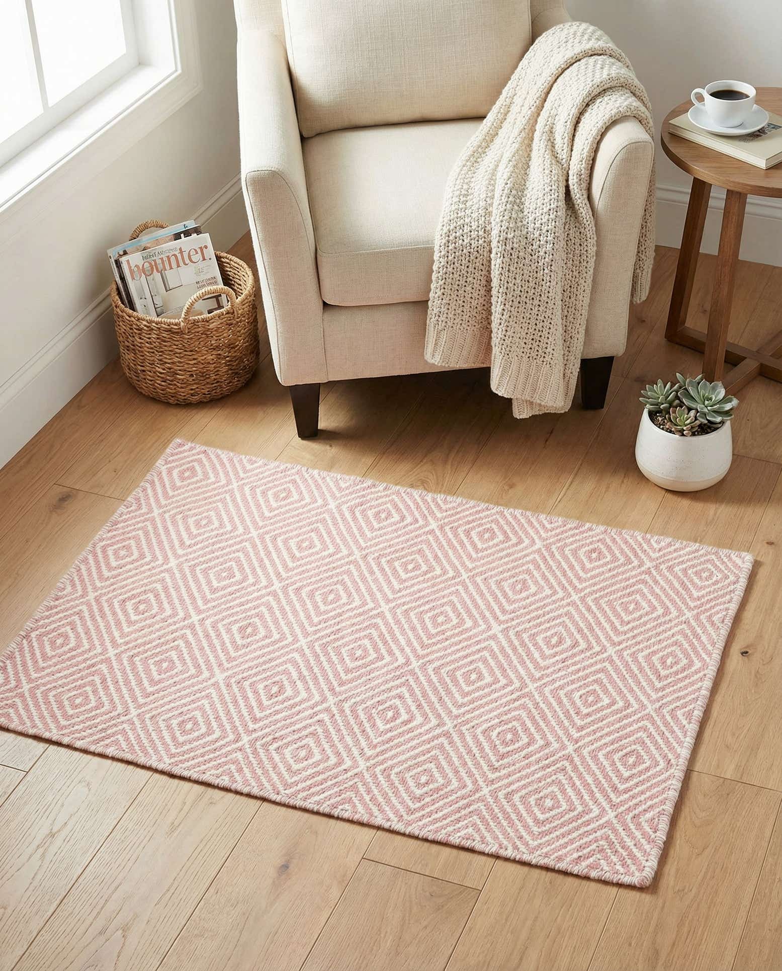 2' x 3' 1 Hand Woven Geo Trellis Flatweave Rug