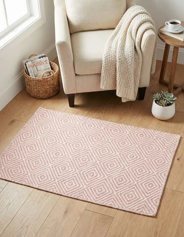 2' x 3' 1 Hand Woven Geo Trellis Flatweave Rug
