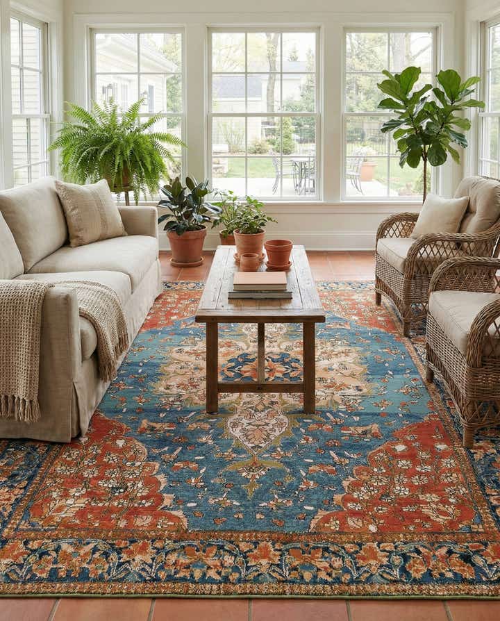 7' 10 x 10' Easy-Clean Traditional Indoor / Outdoor Rug