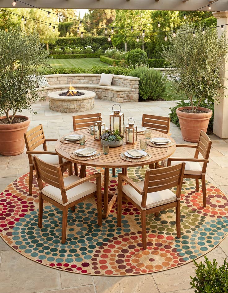 Detail image of 10' x 10'  Washable Modern Indoor / Outdoor Round Rug