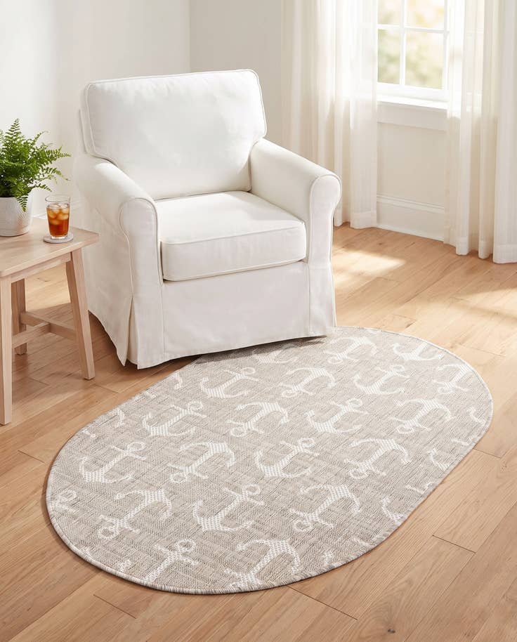 Detail image of 3' x 5' 3 Easy-Clean Coastal Indoor / Outdoor Oval Rug