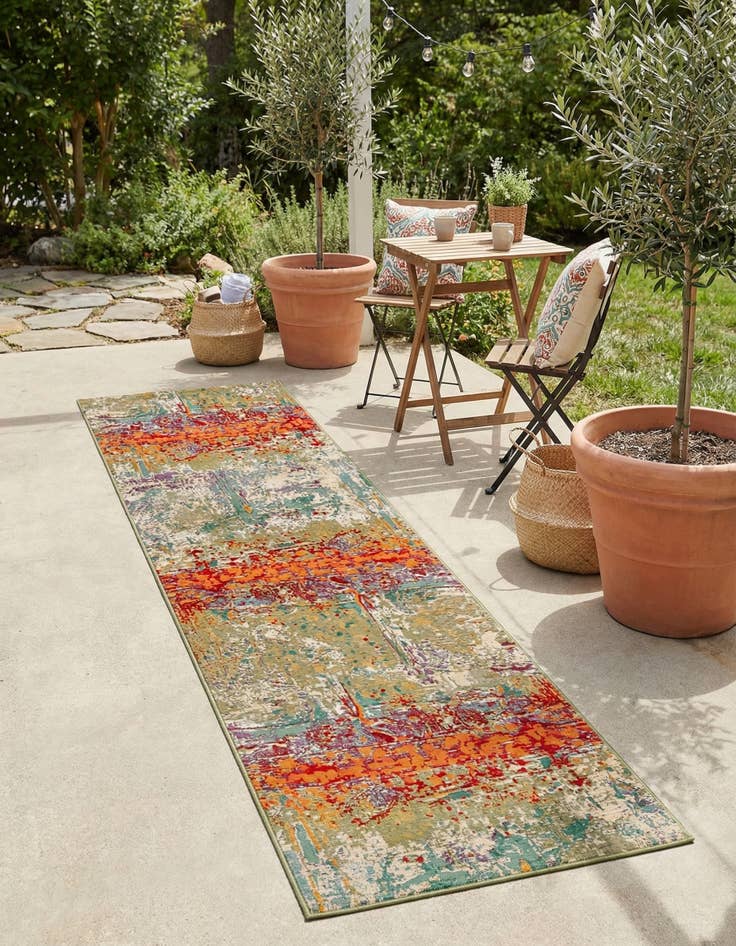 Detail image of 2' 7 x 11'  Washable Modern Indoor / Outdoor Runner Rug