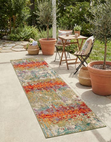 2' 7 x 11' Easy-Clean Modern Indoor / Outdoor Runner Rug
