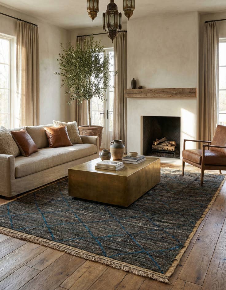 Detail image of 6' 6 x 9' 8  Hand Knotted Moroccan Wool Rug