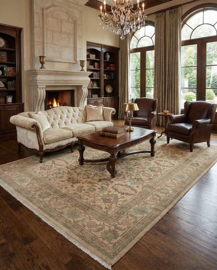 8' 6 x 11' 8 Hand Knotted Indo Tabriz Wool Rug