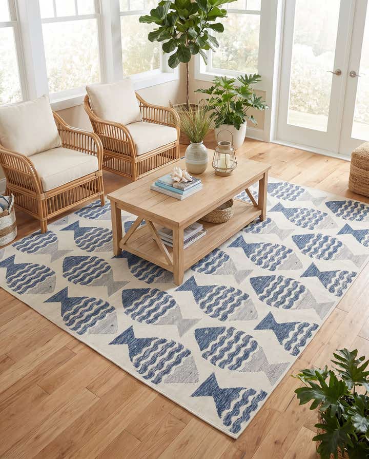 10' x 10' Easy-Clean Coastal Indoor / Outdoor Square Rug