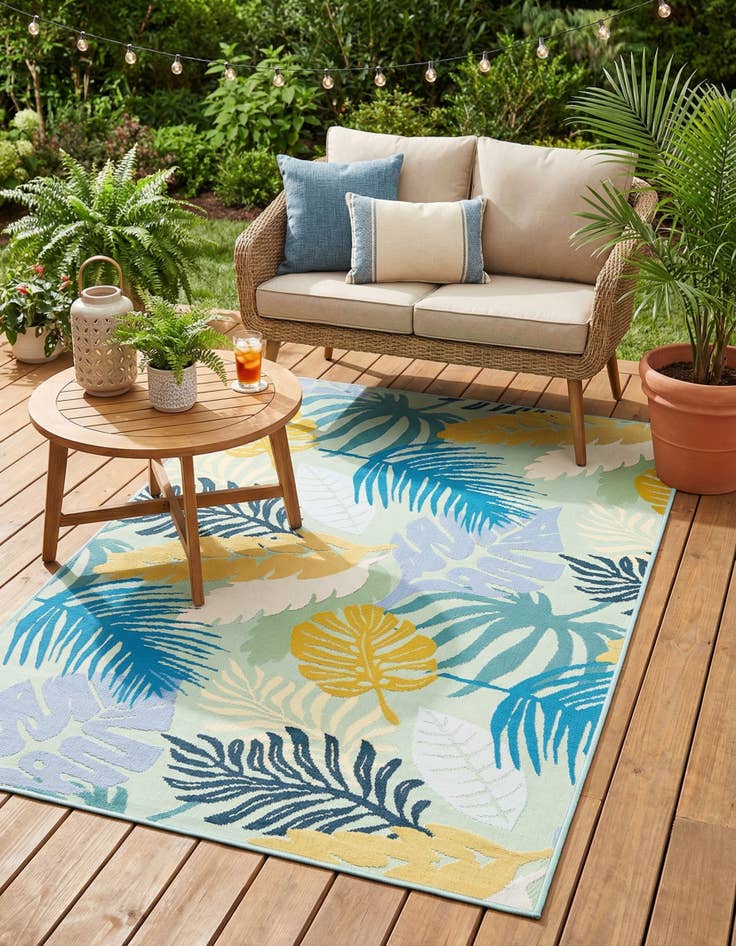 Detail image of 4' x 6' Easy-Clean Botanical Indoor / Outdoor Rug