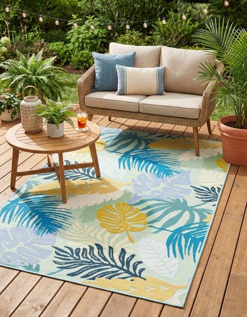 Easy-Clean Botanical Indoor / Outdoor Rug