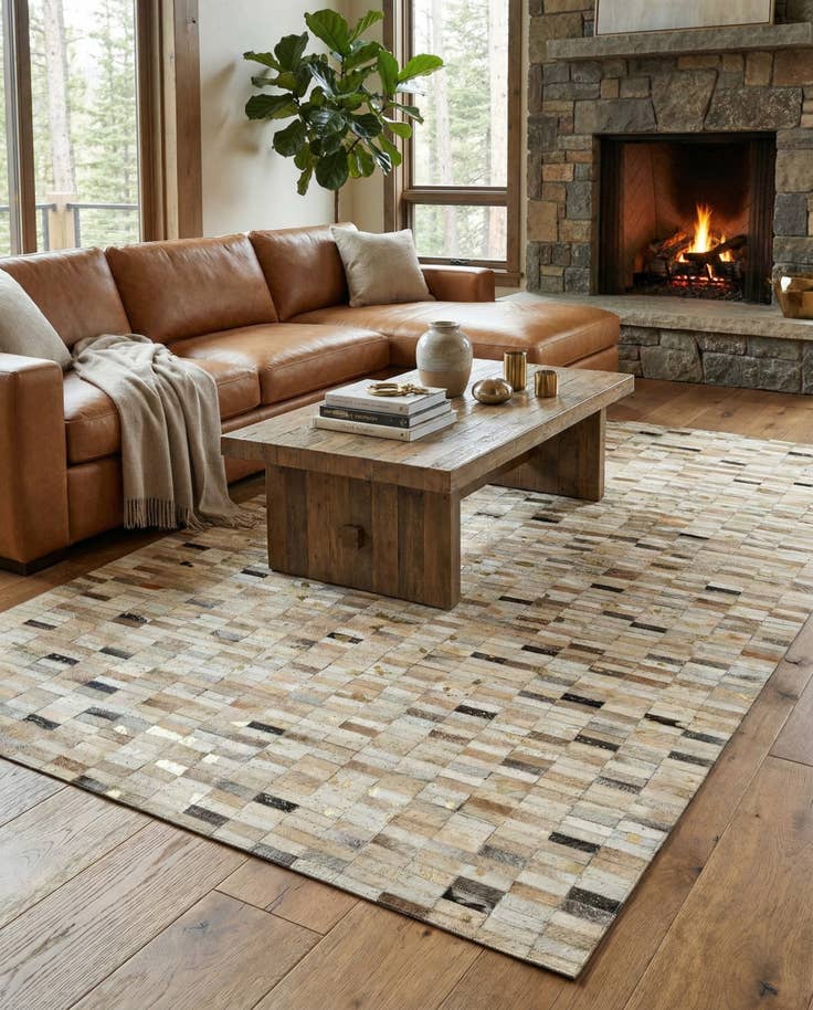 Detail image of 5' 2 x 8' Cowhide - Patchwork Rug