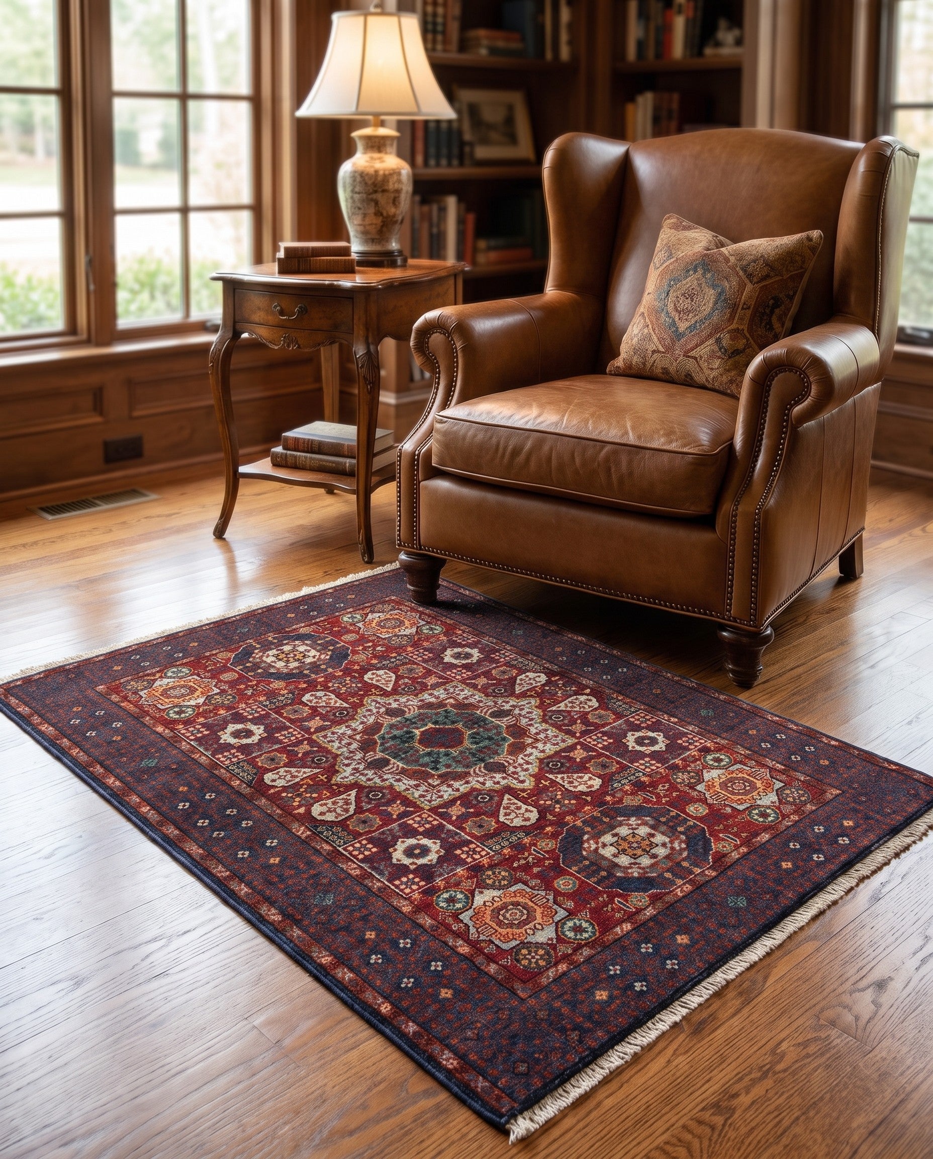 3' 4 x 4' 10 Hand Knotted Mamluk Ziegler Rug