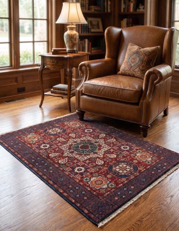 3' 4 x 4' 10 Hand Knotted Mamluk Ziegler Rug