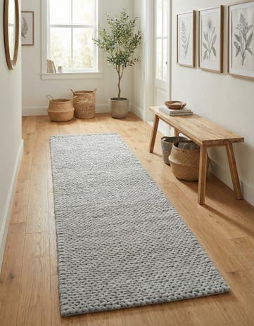 Space Gray Hand Woven Lana New Zealand Wool Runner Rug