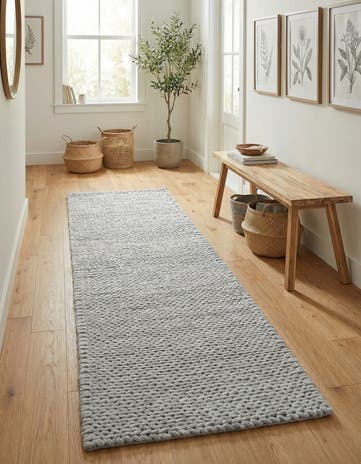 Space Gray Hand Woven Lana New Zealand Wool Runner Rug