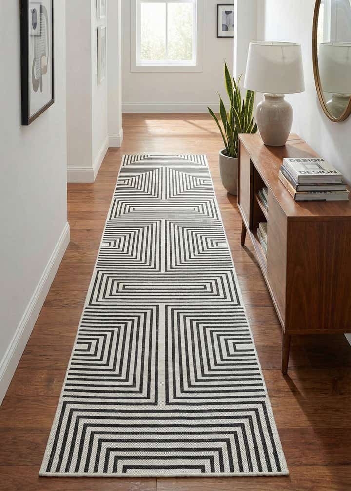 2' 7 x 12' Easy-Clean Modern Indoor / Outdoor Runner Rug