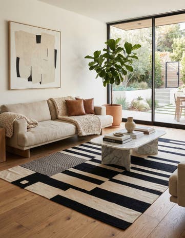 6' 6 x 9' 9 Hand Woven Kilim Modern Wool Rug
