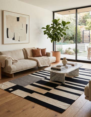 6' 6 x 9' 9 Hand Woven Kilim Modern Wool Rug