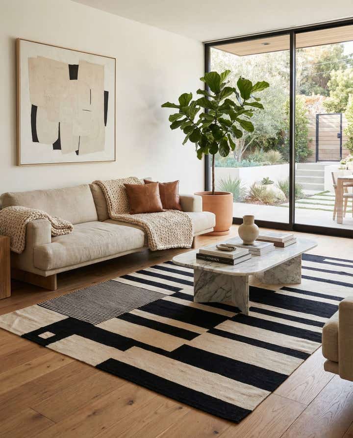 6' 6 x 9' 9 Hand Woven Kilim Modern Wool Rug