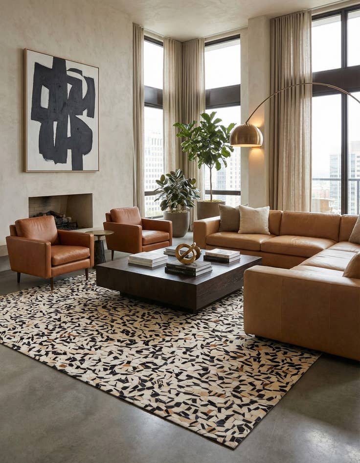 Detail image of 7' 11 x 9' 10 Cowhide Stocks Rug