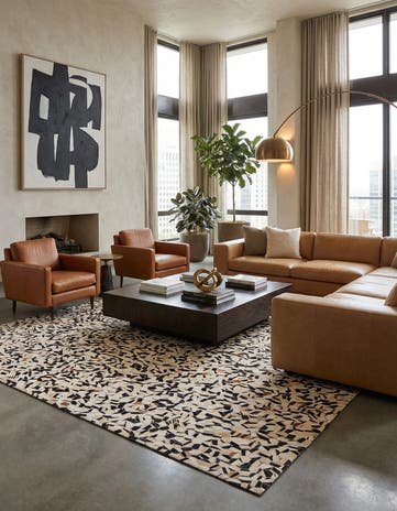 7' 11 x 9' 10 Cowhide Stocks Rug