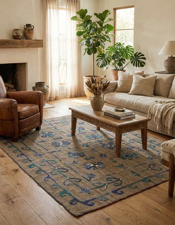 5' 10 x 7' 8 Hand Woven Kilim Suzani Wool Rug