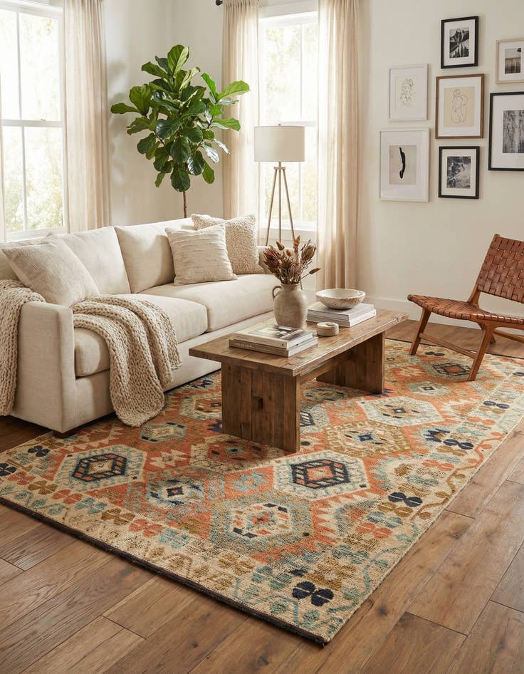 Detail image of 6' 4 x 10'  Hand Knotted Kazak Wool Rug