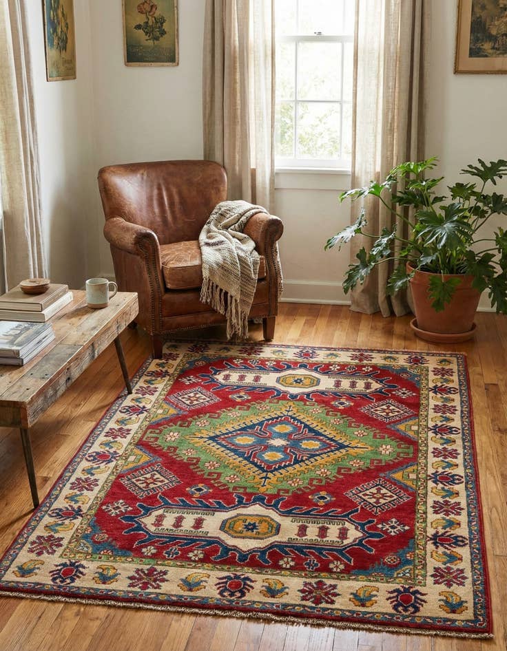 Detail image of 4' x 6'  Hand Knotted Kazak Rug