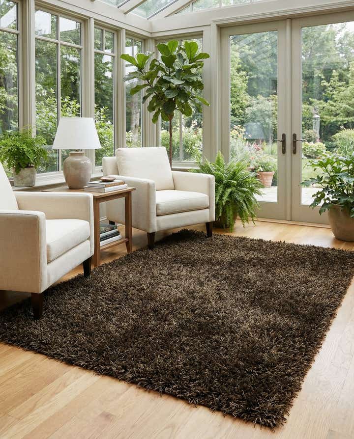 5' x 6' 10 Hand Knotted Solid Shag Oriental Rug