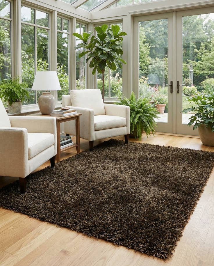 Detail image of 5' x 6' 10 Hand Knotted Solid Shag Oriental Rug