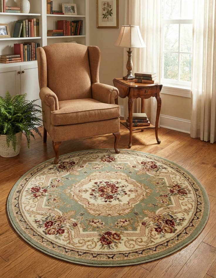 Detail image of 4' x 4' Classic Aubusson Round Rug