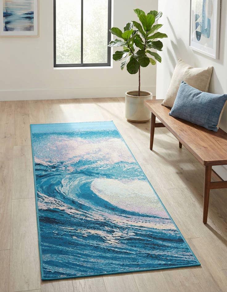 Detail image of 2' x 6' 1  Washable Modern Indoor / Outdoor Runner Rug