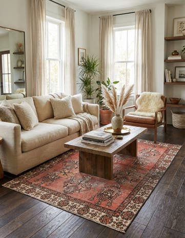 3' 8 x 6' Hand Knotted Ultra Vintage Persian Wool Rug