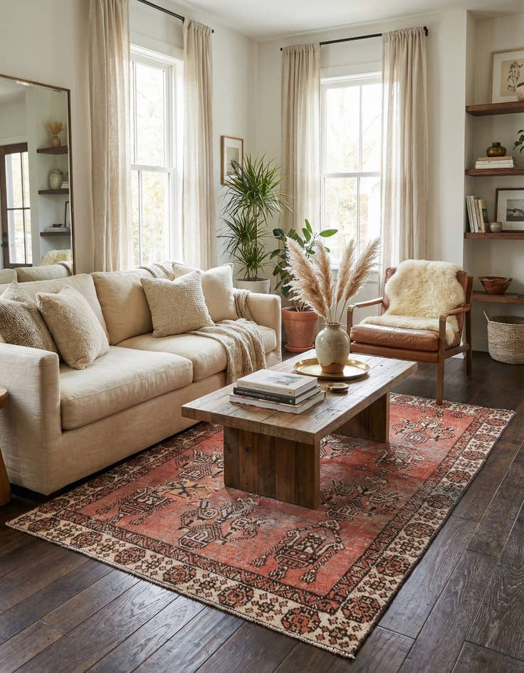 Detail image of 3' 8 x 6'  Hand Knotted Ultra Vintage Persian Wool Rug