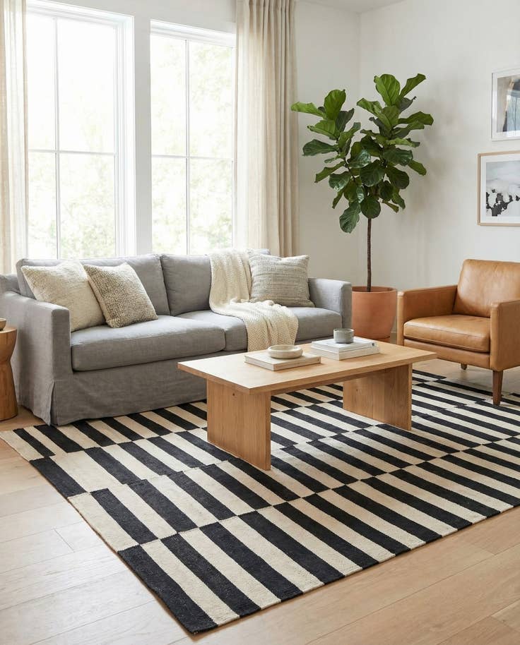 Detail image of 5' 10 x 7' 10 Hand Woven Kilim Modern Wool Rug