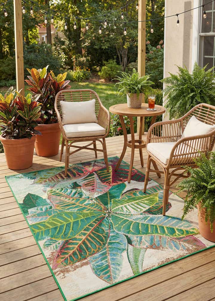 4' x 6' Easy-Clean Botanical Indoor / Outdoor Rug