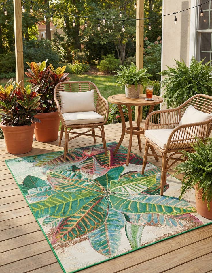 Detail image of 4' x 6' Easy-Clean Botanical Indoor / Outdoor Rug
